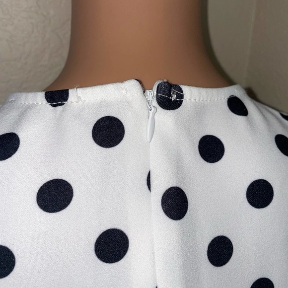 Venus Drape Cutout Jumpsuit polka dot romper black/white back zip SZ XS … - Picture 4 of 11